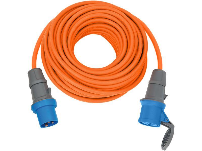 Kabel przedłużający CEE IP44 do zastosowań kempingowych/morskich 25m H07RN-F 3G2,5 pomarańczowy CEE 230V/16A wtyk i złącze-24832
