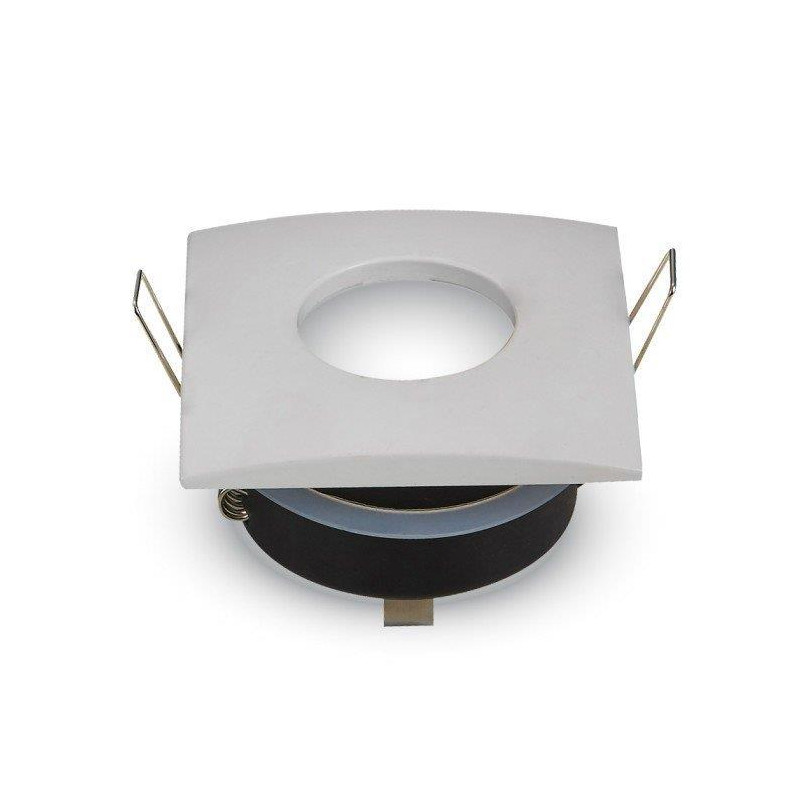 Oczko V-TAC Aluminiowe Odlew Szczelne z szybą IP54 GU10 Kwadrat 84x84mm Białe VT-787SQ-WH