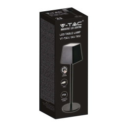 Lampka biurkowa nocna V-TAC 2W LED 36cm ładowanie ściemnianie IP54 czarna VT-7563 3000K 200lm