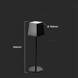 Lampka biurkowa nocna V-TAC 2W LED 36cm ładowanie ściemnianie IP54 czarna VT-7563 3000K 200lm
