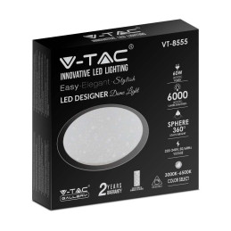 Plafon sufitowy V-TAC 60W LED pilot CCT fi.560 gwiazdy VT-8555 3000K-6500K 6000lm