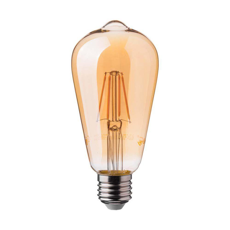 Żarówka LED V-TAC 6W E27 filament bursztyn vintage ST64 VT-1966 2200K 550lm