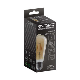 Żarówka LED V-TAC 6W E27 filament bursztyn vintage ST64 VT-1966 2200K 550lm