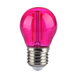Żarówka LED V-TAC 2W filament E27 kulka G45 kolor VT-2132 Kolor Różowy 60lm