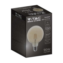 Żarówka LED V-TAC 12W filament E27 kula glob G125 bursztyn VT-2153 2200K 1350lm