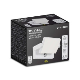 Projektor oprawa elewacyjna V-TAC 17W LED czujnik ruchu biała IP65 VT-11020S 4000K 2520lm