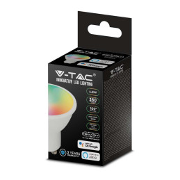 Żarówka LED SMART WiFi V-TAC 4.8W GU10 TUYA Amazon Alexa Google Home VT-2215 RGB+2700K-6500K 380lm