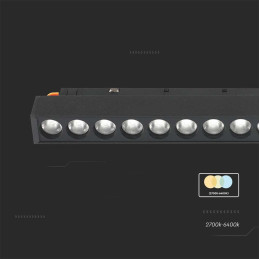Oprawa szynosystem smart 48V V-TAC 14W LED CCT 30st smart WI-FI tracklight czarna VT-3614 2700K-6400K 1300lm 3 lata gwarancji