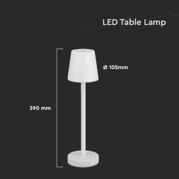 Lampka Biurkowa Nocna V-TAC 3W LED 39cm Ładowanie Ściemnianie Biała VT-7703 4000K 70lm