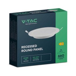 Panel LED V-TAC wpuszczany premium downlight 6W okrągły fi120 VT-61006 3000K 660lm