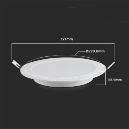 Panel LED V-TAC wpuszczany premium downlight 18W okrągły fi220 VT-61018 6500K 1980lm