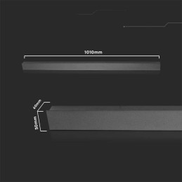 Oprawa ścienna elewacyjna LED linia V-TAC 16W IP65 antracyt 100cm VT-1176 3000K 2035lm