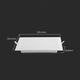 Panel LED V-TAC wpuszczany premium downlight 18W kwadrat 220x220 VT-61018 3000K 1850lm