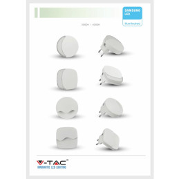 Lampka nocna do gniazdka LED z USB V-TAC SAMSUNG CHIP okrągła VT-84-RD 3000K 10lm