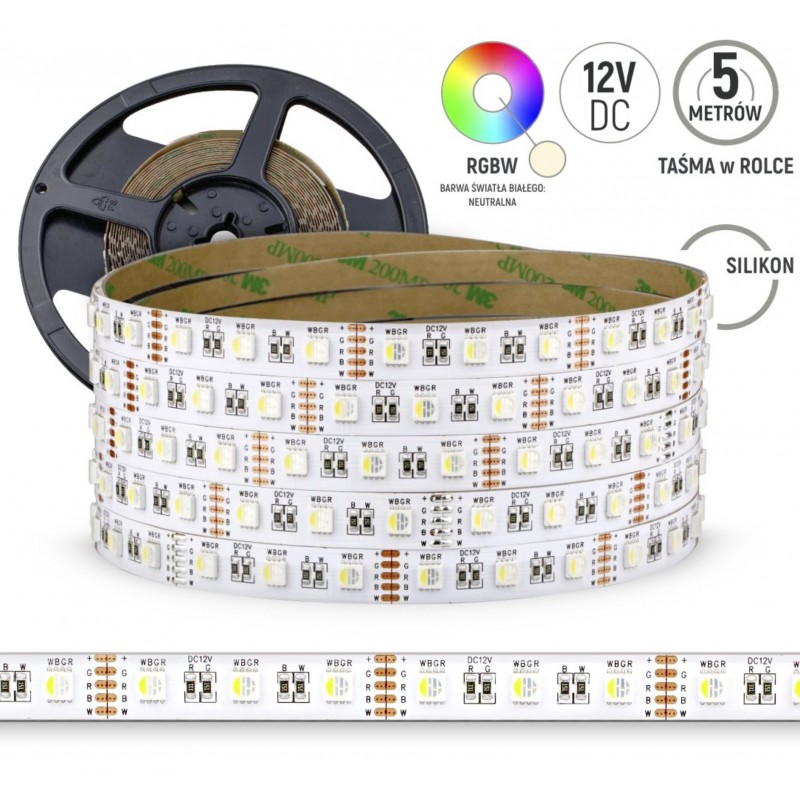 Taśma LED 60LED 5050 RGBW 5m Neutralna Biała 12V Silikon 20LM