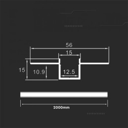 Profil aluminiowy anodowany do gipsowania 125mm V-TAC 2mb klosz mleczny VT-8201