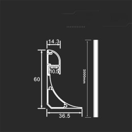 Profil aluminiowy anodowany przysufitowy V-TAC 2mb klosz mleczny VT-8208